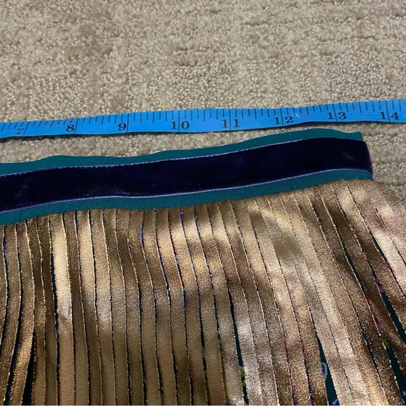 {Maeve by Anthropologie} Metallic Pleated Midi Skirt | Floral Printed Panel ~ 2 - Picture 12 of 16